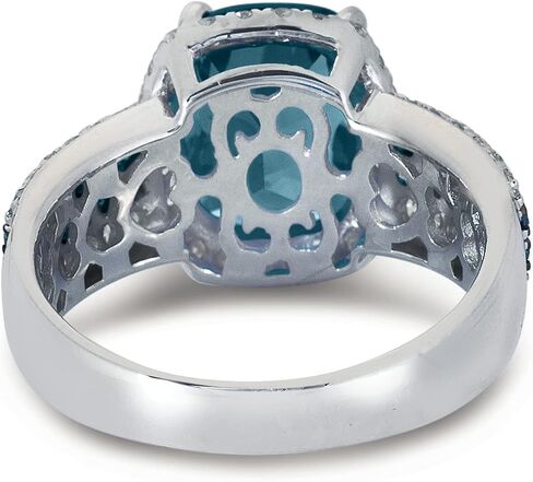 14K White Gold Genuine London Blue Topaz 3 Ct with Color Diamonds Ring in Kuwait