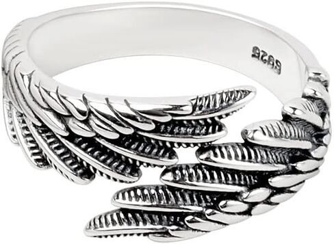 Open Angel Wings Rings for Women, Vintage Adjustable Feather Ring Hypoallergenic Statement Angel Ring Christmas Wing Ring Jewelry Gifts for Women Men in Saudi Arabia