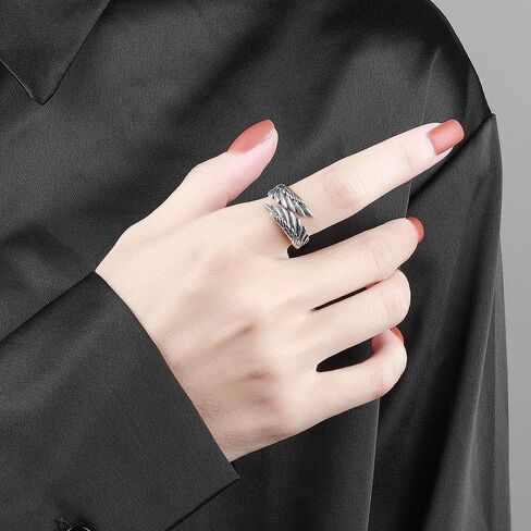 Open Angel Wings Rings for Women, Vintage Adjustable Feather Ring Hypoallergenic Statement Angel Ring Christmas Wing Ring Jewelry Gifts for Women Men in Saudi Arabia