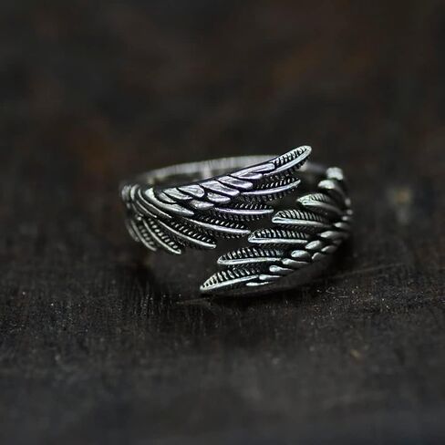 Open Angel Wings Rings for Women, Vintage Adjustable Feather Ring Hypoallergenic Statement Angel Ring Christmas Wing Ring Jewelry Gifts for Women Men in Saudi Arabia
