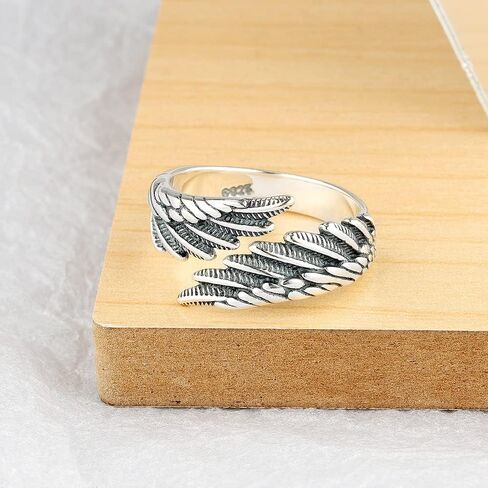 Open Angel Wings Rings for Women, Vintage Adjustable Feather Ring Hypoallergenic Statement Angel Ring Christmas Wing Ring Jewelry Gifts for Women Men in Saudi Arabia