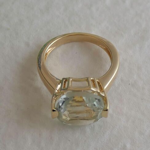 Statement Green Amethyst Cushion Cut Ring 12mm – 925 Solid Sterling Silver with 3 Micron Gold Plating – Natural Prasiolite, Handmade Fine Jewelry for Women in Saudi Arabia