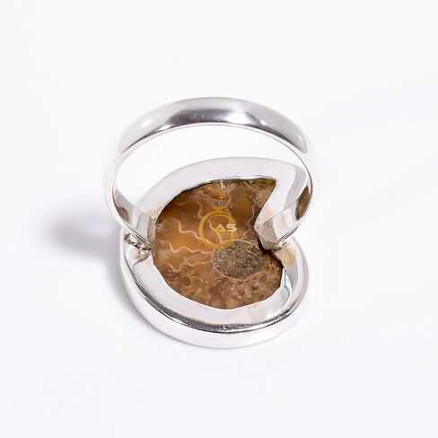 Ammonite Fossil Gemstone Unique Stone 925 Sterling Silver Handmade Statement Boho Ring Gift Jewelry for Women in Kuwait