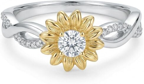 Moissanite Sunflower Ring Sterling Silver You Are My Sunshine Ring Sunflower Jewelry Gifts for Women in Saudi Arabia