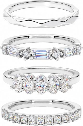 Stackable Rings for Women Non Tarnish, 5A Cubic Zirconia Engagement and Wedding Band Rings Set, 14K Gold Plated and Silver Statement Ring Stack Minimalist Small Cute Trendy Promise Thumb Rings Stacking Size 5-10 in Kuwait