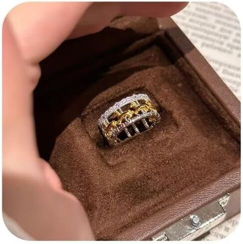 Vintage Carousel Ring – Whimsical Carnival-Inspired Jewelry with Pavé Diamonds, Playful Stackable Band for Women Size 8 in Saudi Arabia