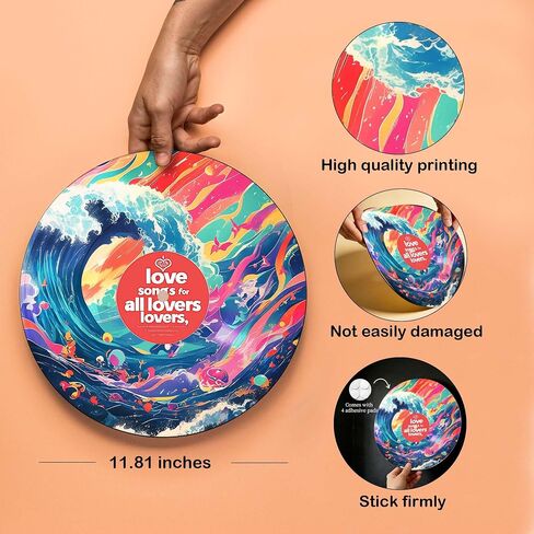 AYQJCBGC Vintage Vinyl Records Wall Decor, 12 Inch Retro Music Room Decor, 4 PCS Set Psychedelic Abstract & Pop Art Disks, Floral Wall Art for Home, Studio, Bedroom Aesthetic.(005) in Kuwait