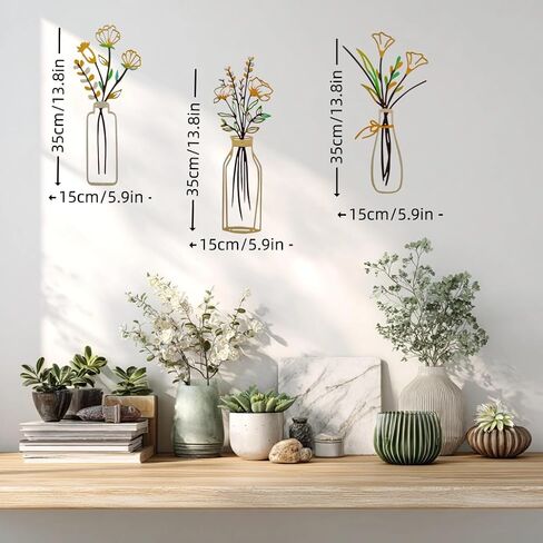 Metal Flowers Bathroom Wall Art - Lylence 3Pcs Small Iron Rustic Floral Wall Decor for Farmhouse, Kitchen, Living Room, Bedroom, Home, Office, Dining Room, Laundry,Hanging Flower Picture for Women in Saudi Arabia