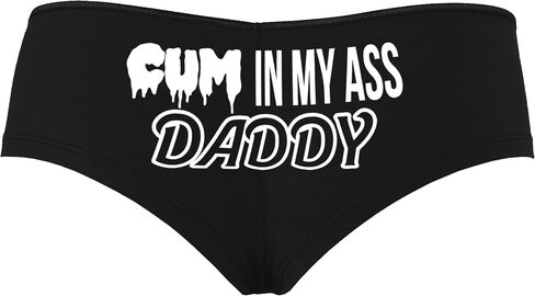 Knaughty Knickers Cum In My Ass Daddy - Anal Creampie Black Boyshort Panties With Adult Design in Saudi Arabia