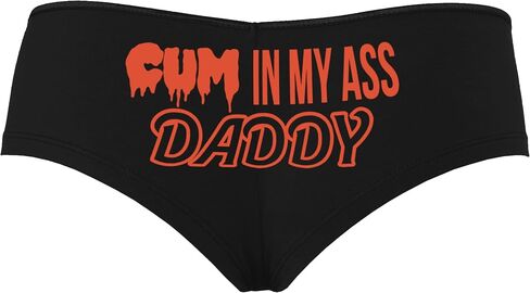 Knaughty Knickers Cum In My Ass Daddy - Anal Creampie Black Boyshort Panties With Adult Design in Saudi Arabia