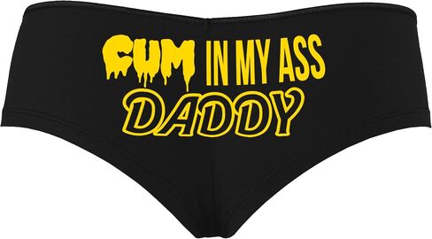 Knaughty Knickers Cum In My Ass Daddy - Anal Creampie Black Boyshort Panties With Adult Design in Saudi Arabia
