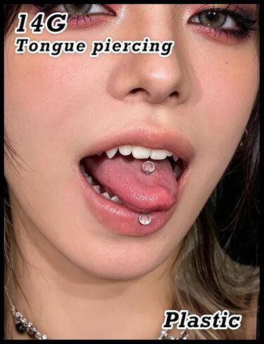 Acrylic Plastic Tongue Rings Glow in the Dark Barbell Piercing Jewelry Set for Women Men, 14G 14MM & 16MM Hypoallergenic Retainers, Silver Gold Rose Mixed Color in Saudi Arabia