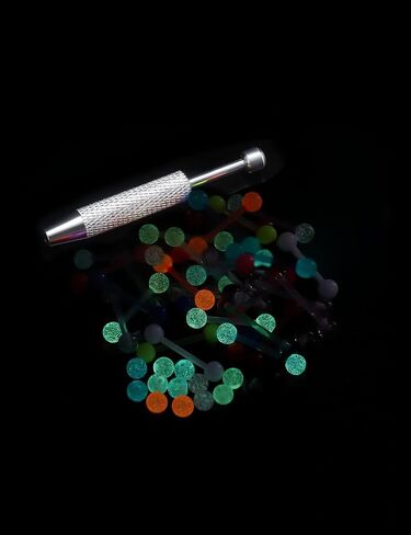 Acrylic Plastic Tongue Rings Glow in the Dark Barbell Piercing Jewelry Set for Women Men, 14G 14MM & 16MM Hypoallergenic Retainers, Silver Gold Rose Mixed Color in Saudi Arabia