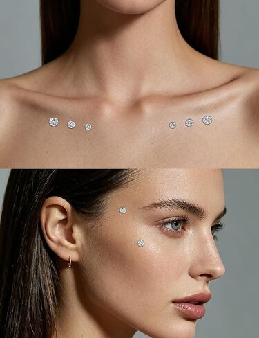 14G CZ Dermal Tops 316L Surgical Steel Internally Threaded Cubic Zirconia Silver Base Dermal Anchor Tops Dermal Piercing Dermal Kit Piercing Jewelry CZ Size 2mm 3mm 4mm in Saudi Arabia