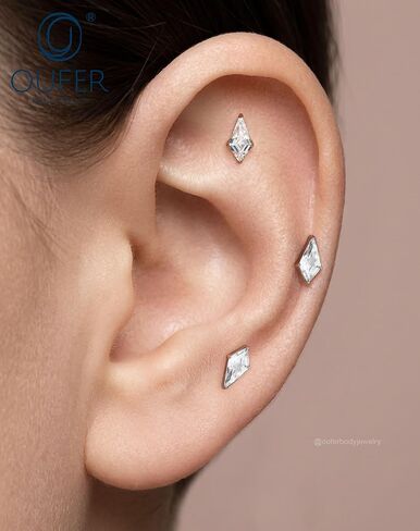 OUFER هيئة ثقب 18G التيتانيوم شقة الظهر Labret مسمار مع طائرة ورقية على شكل تشيكوسلوفاكيا شقة الظهر الأنف مسمار الطحلب العقيق الغضروف الأقراط الجراحية الصلب اللولب ثقب المجوهرات محارة ثقب الزنمة مسمار in Kuwait