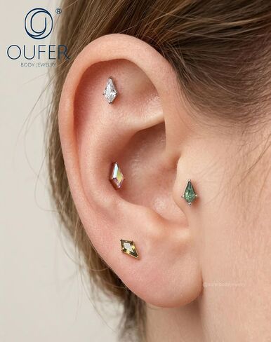 OUFER هيئة ثقب 18G التيتانيوم شقة الظهر Labret مسمار مع طائرة ورقية على شكل تشيكوسلوفاكيا شقة الظهر الأنف مسمار الطحلب العقيق الغضروف الأقراط الجراحية الصلب اللولب ثقب المجوهرات محارة ثقب الزنمة مسمار in Kuwait