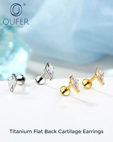 OUFER هيئة ثقب 18G التيتانيوم شقة الظهر Labret مسمار مع طائرة ورقية على شكل تشيكوسلوفاكيا شقة الظهر الأنف مسمار الطحلب العقيق الغضروف الأقراط الجراحية الصلب اللولب ثقب المجوهرات محارة ثقب الزنمة مسمار in Kuwait