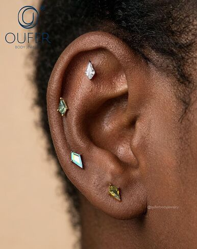 OUFER هيئة ثقب 18G التيتانيوم شقة الظهر Labret مسمار مع طائرة ورقية على شكل تشيكوسلوفاكيا شقة الظهر الأنف مسمار الطحلب العقيق الغضروف الأقراط الجراحية الصلب اللولب ثقب المجوهرات محارة ثقب الزنمة مسمار in Kuwait