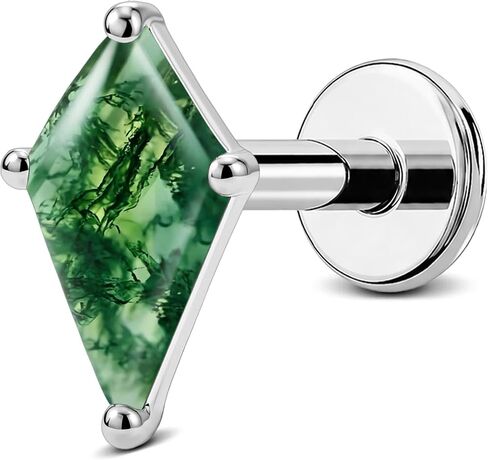 OUFER هيئة ثقب 18G التيتانيوم شقة الظهر Labret مسمار مع طائرة ورقية على شكل تشيكوسلوفاكيا شقة الظهر الأنف مسمار الطحلب العقيق الغضروف الأقراط الجراحية الصلب اللولب ثقب المجوهرات محارة ثقب الزنمة مسمار in Kuwait