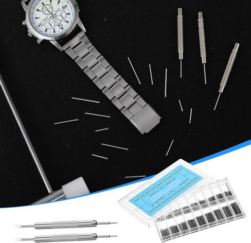 Mabor 360 Pcs Watch Band Pins Replacement Kit, 6-23mm Stainless Steel Link Cotter Pins with Hammer & 3 Punches, Watch Link Removal Tool for Repair in Kuwait