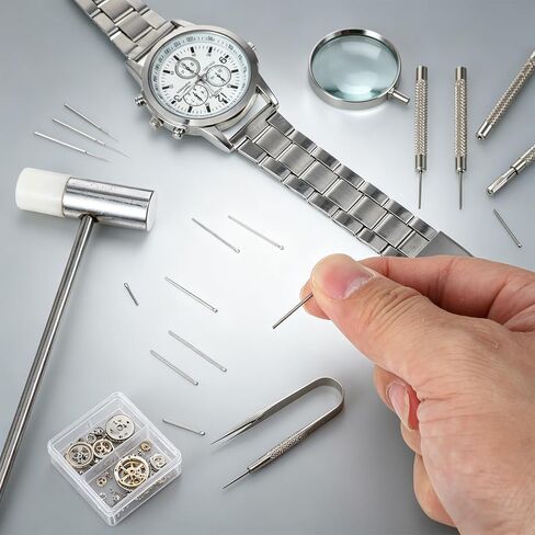 Mabor 360 Pcs Watch Band Pins Replacement Kit, 6-23mm Stainless Steel Link Cotter Pins with Hammer & 3 Punches, Watch Link Removal Tool for Repair in Kuwait
