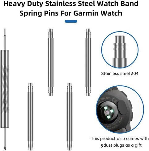Stainless Steel Watch Band Pins for Garmin Fenix 6S 7S 8S Pro Solar Sapphire Solar AMOLED 20mm Spring Bars(4PCS Spring Pins+Tool+5 Dust Proof Plugs) in Saudi Arabia