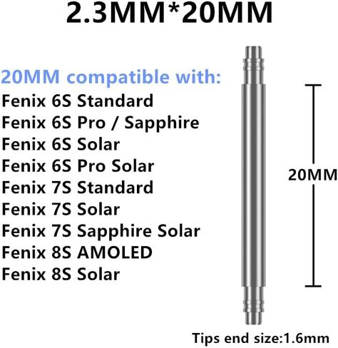 Stainless Steel Watch Band Pins for Garmin Fenix 6S 7S 8S Pro Solar Sapphire Solar AMOLED 20mm Spring Bars(4PCS Spring Pins+Tool+5 Dust Proof Plugs) in Saudi Arabia