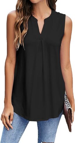 Newchoice Womens Tank Tops V Neck Sleeveless Summer Shirts Loose Casual Tops Blouses (M-3XL) in Saudi Arabia