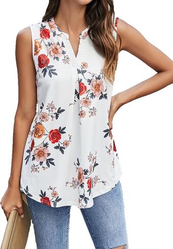 Newchoice Womens Tank Tops V Neck Sleeveless Summer Shirts Loose Casual Tops Blouses (M-3XL) in Saudi Arabia