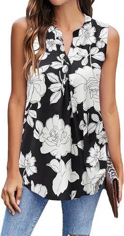 Newchoice Womens Tank Tops V Neck Sleeveless Summer Shirts Loose Casual Tops Blouses (M-3XL) in Saudi Arabia