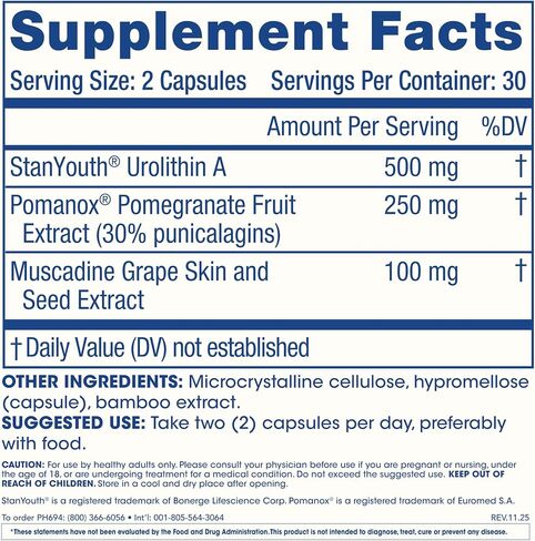 ProHealth Full Spectrum Urolithin A | 60 Capsules | Cellular Support for Healthy Aging | with Pomegranate & Red Grape Extracts | Ultra-Pure, Triple Lab-Tested | Manufactured in the USA in Saudi Arabia