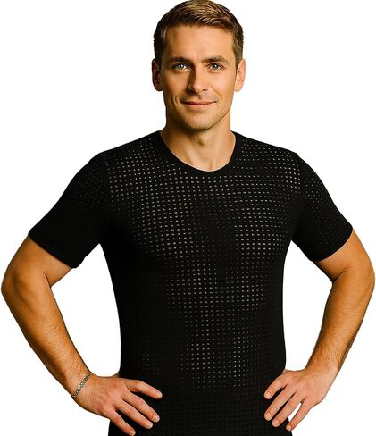 Insta Slim Made in USA Mesh Crew-Neck Shapewear Undershirt for Men. Tummy Control Slimming Body-Shaper & Back Support in Kuwait
