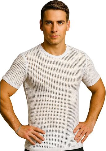 Insta Slim Made in USA Mesh Crew-Neck Shapewear Undershirt for Men. Tummy Control Slimming Body-Shaper & Back Support in Kuwait