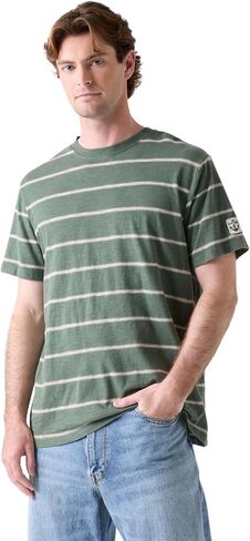 Guess Men's Eco Stripes Acid Wash Tee in Kuwait