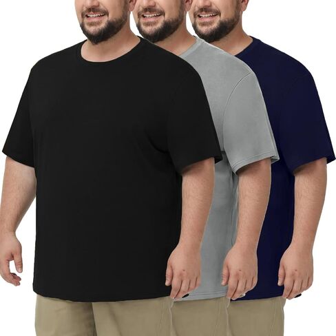 TEZO 3 Pack Men's Big and Tall Shirts for Men XL-5XL Short Sleeve Oversized T-Shirts Classic Relaxed Fit Casual Tee in Saudi Arabia