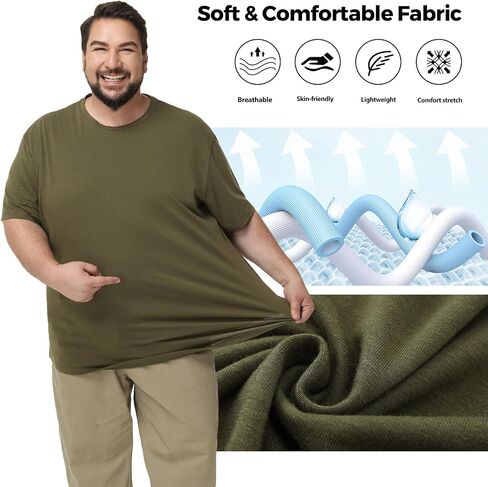 TEZO 3 Pack Men's Big and Tall Shirts for Men XL-5XL Short Sleeve Oversized T-Shirts Classic Relaxed Fit Casual Tee in Saudi Arabia