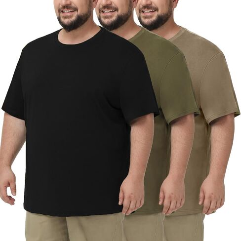 TEZO 3 Pack Men's Big and Tall Shirts for Men XL-5XL Short Sleeve Oversized T-Shirts Classic Relaxed Fit Casual Tee in Saudi Arabia