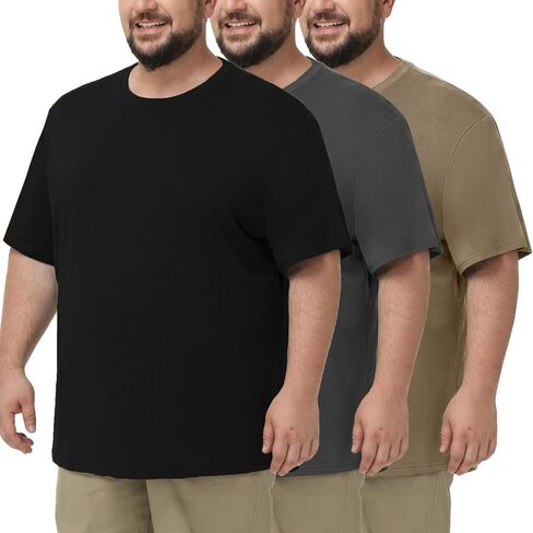TEZO 3 Pack Men's Big and Tall Shirts for Men XL-5XL Short Sleeve Oversized T-Shirts Classic Relaxed Fit Casual Tee in Saudi Arabia
