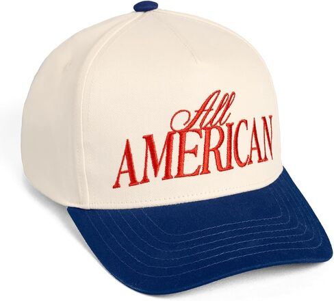 xo، قبعة Fetti All American Trucker | أمريكا 250، وطنية، الرابع من يوليو، حفلة الولايات المتحدة الأمريكية، مطرزة باللون الأحمر والأزرق، سناب باك، الطبخ الصيفي in Kuwait