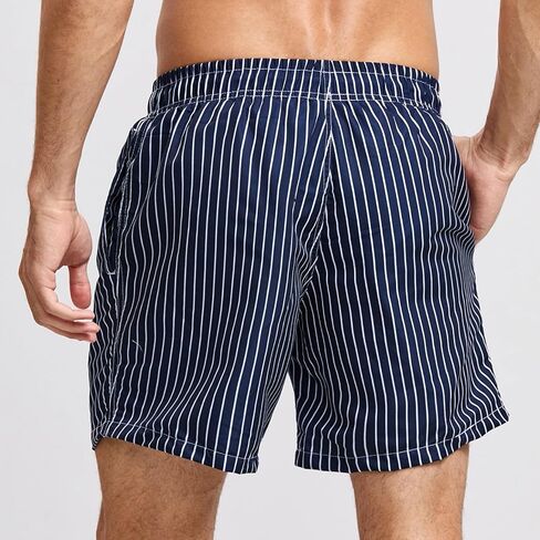 Men's Striped Swim Trunks with Pockets, Quick Dry Casual Beach Shorts for Pool or Vacation in Kuwait