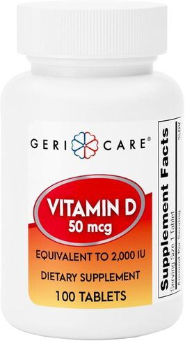 GeriCare Vitamin D 1,250mcg (50,000 IU) عالي الفعالية، يدعم كثافة العظام، وصحة العضلات، ووظيفة المناعة، وامتصاص الكالسيوم، مكمل غذائي مرة واحدة في الأسبوع، 12 قطعة (عبوة من قطعة واحدة) in Kuwait