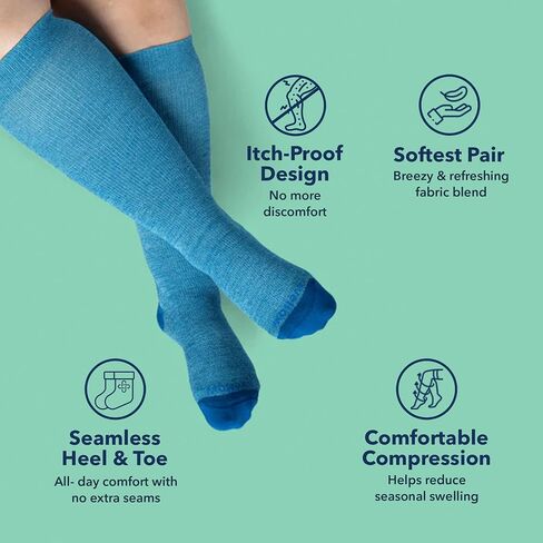 جوارب ضغط واسعة من Wellow، دعم عالي للركبة، للجنسين، 18-25 مم زئبقي، مصنوعة من الفيسكوز من الخيزران، نمط منقط in Kuwait