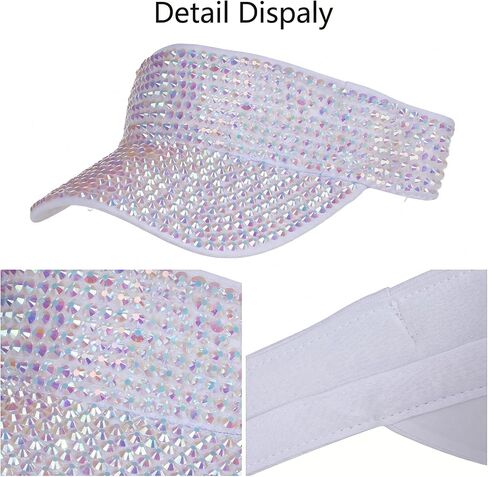 Shiny Rhinestones Visor Sport Wear Athletic Visor Sun Sports Hat Adjustable Cap for Women Outdoor Fashion Golf Hat in Kuwait