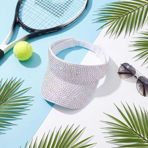 Shiny Rhinestones Visor Sport Wear Athletic Visor Sun Sports Hat Adjustable Cap for Women Outdoor Fashion Golf Hat in Kuwait