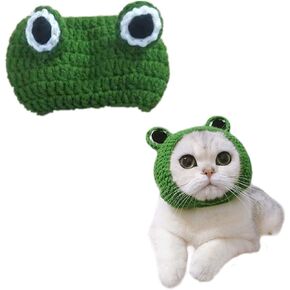 Pet Costume Hat/Cosplay Cap,Cat Dog Hats Handmade Knitted Woolen Yarn Cute Cartoon Frog Hat for Pet Kitten Puppy Birthday Christmas and Halloween