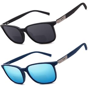 JO Bifocal Reading Glasses Sunglasses 2 Pack for Men - UV400 Protection Fashion Bifocal Sun Reader