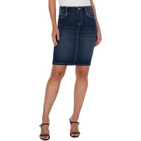 Liverpool Women's Gia Glider Pull-on Forever Fit Denim Pencil Skirt