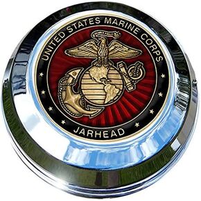 Harley Gas Cap Coin Mount Set with Marine Jarhead for Softail Dyna Road King Sportster……