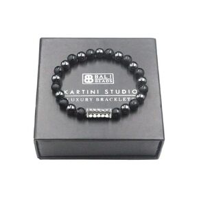 Matte Black Onyx and Hematite Bracelet, Men's Sterling Silver Beads Bracelet, Onyx and Silver Bracelet