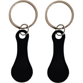 2 Pcs Portable Aluminum Alloy Shopping Trolley Tokens Key Ring, Trolley Unlock Release Key for Meters Change or Grocery Shopping Cart（Black）, (csljmy20220613-0004)